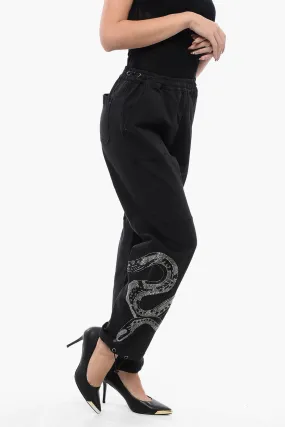 AllSaints Stretch Cotton Pants with Elastic Waistband and Decorated Sn