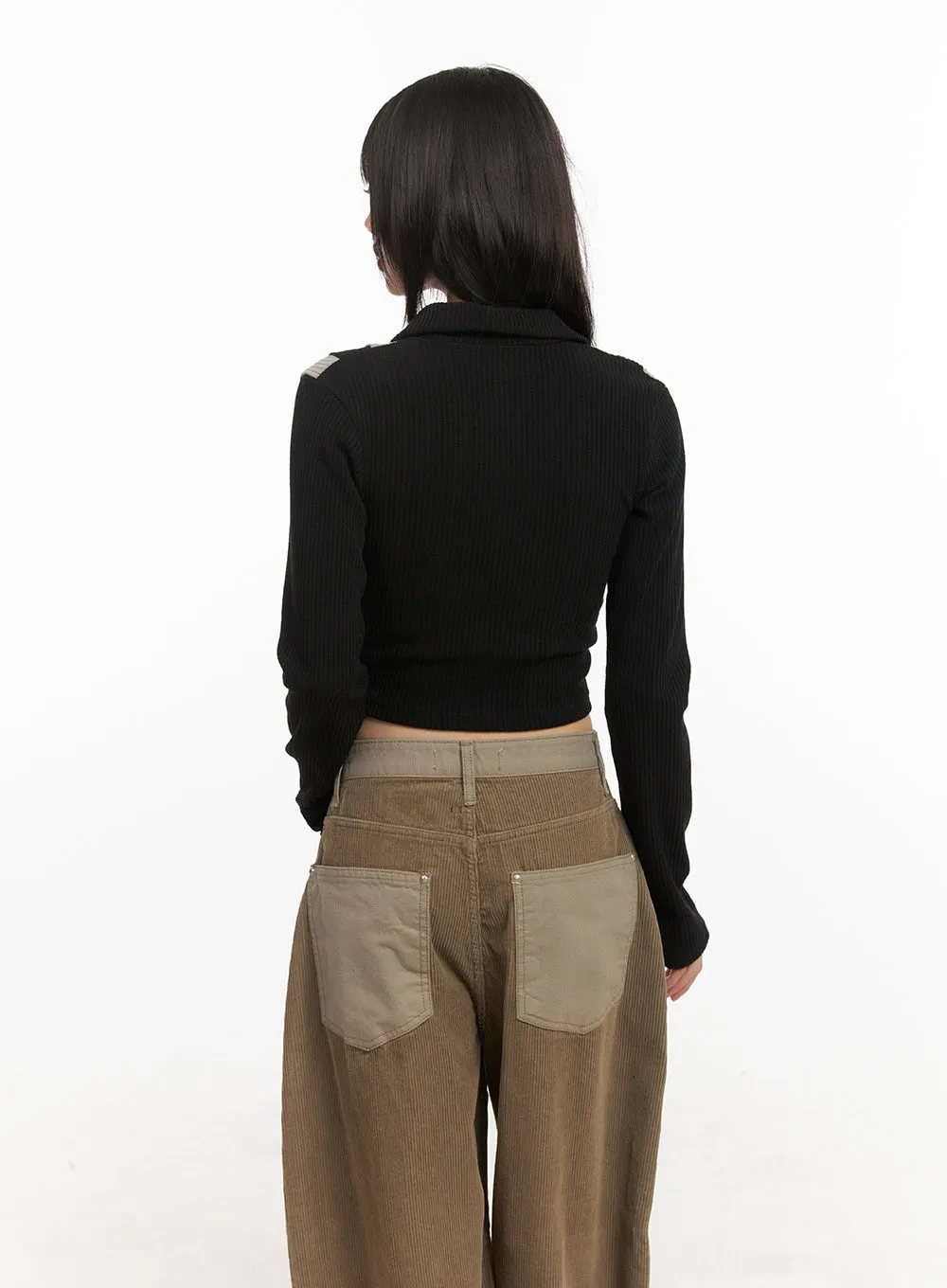 Buttoned Slim-Fit Cropped Cardigan CD426
