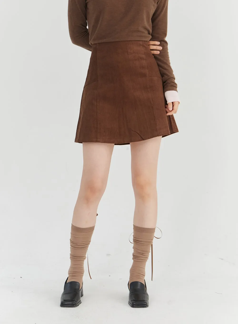 Corduroy Banded Mini Skirt OO331
