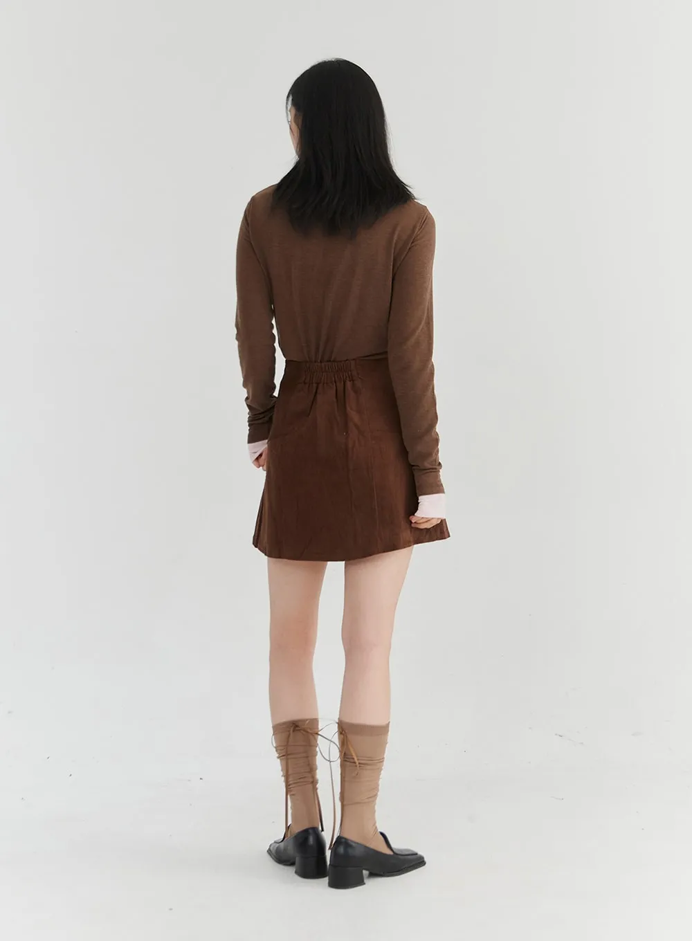 Corduroy Banded Mini Skirt OO331