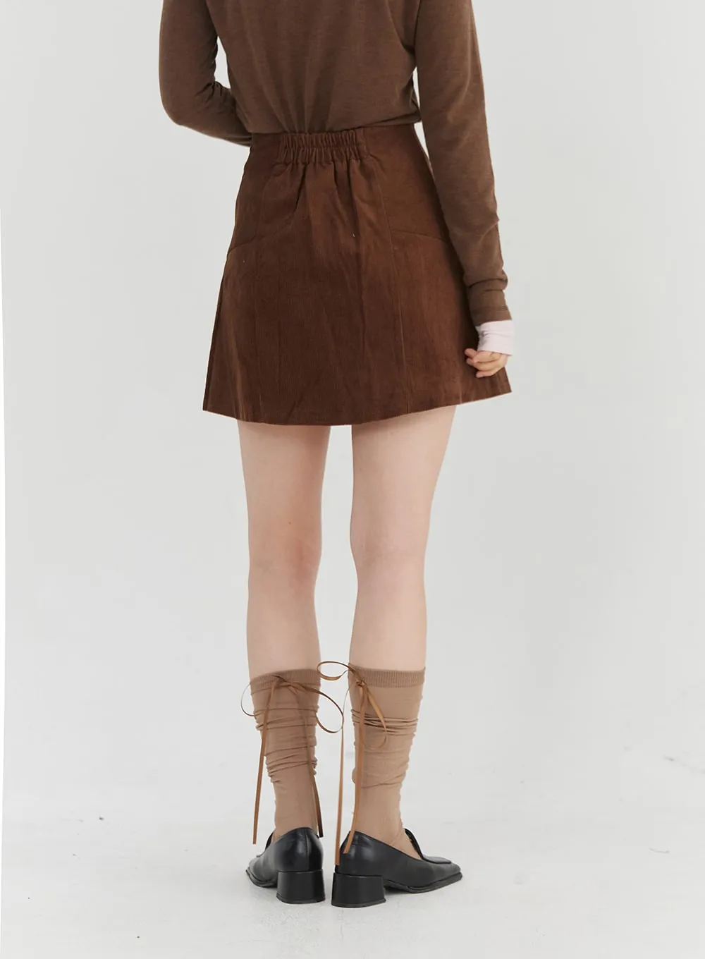Corduroy Banded Mini Skirt OO331