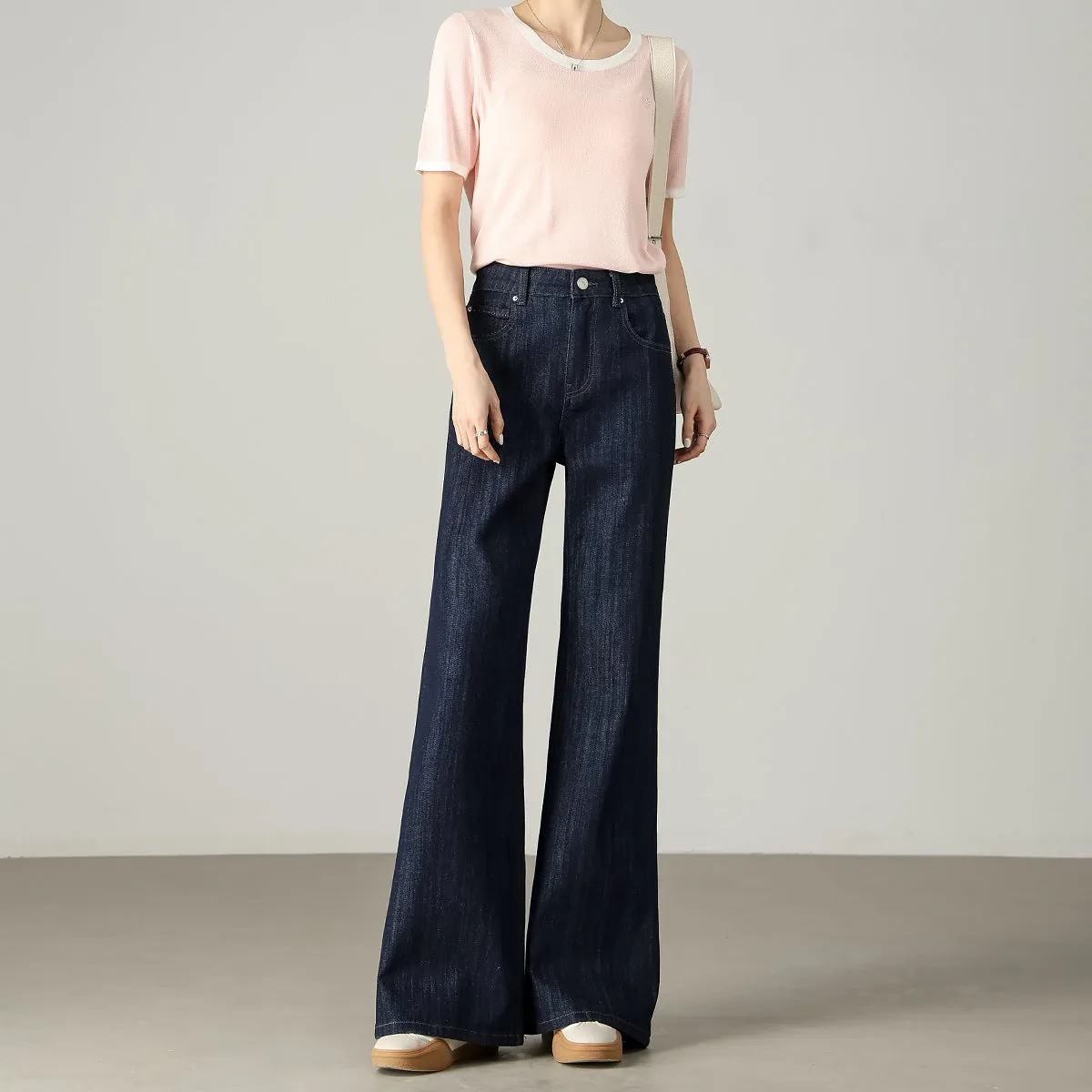 Customized new micro-pull pants women's washed retro fashion high waist inclusive comfortable loose versatile long leg jeans women