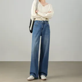 Customized spring straight-leg pants pure cotton fashion retro loose and thin versatile comfortable jeans women