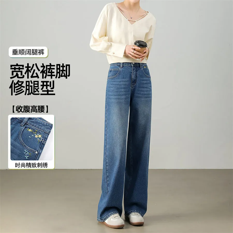 Customized spring straight-leg pants pure cotton fashion retro loose and thin versatile comfortable jeans women