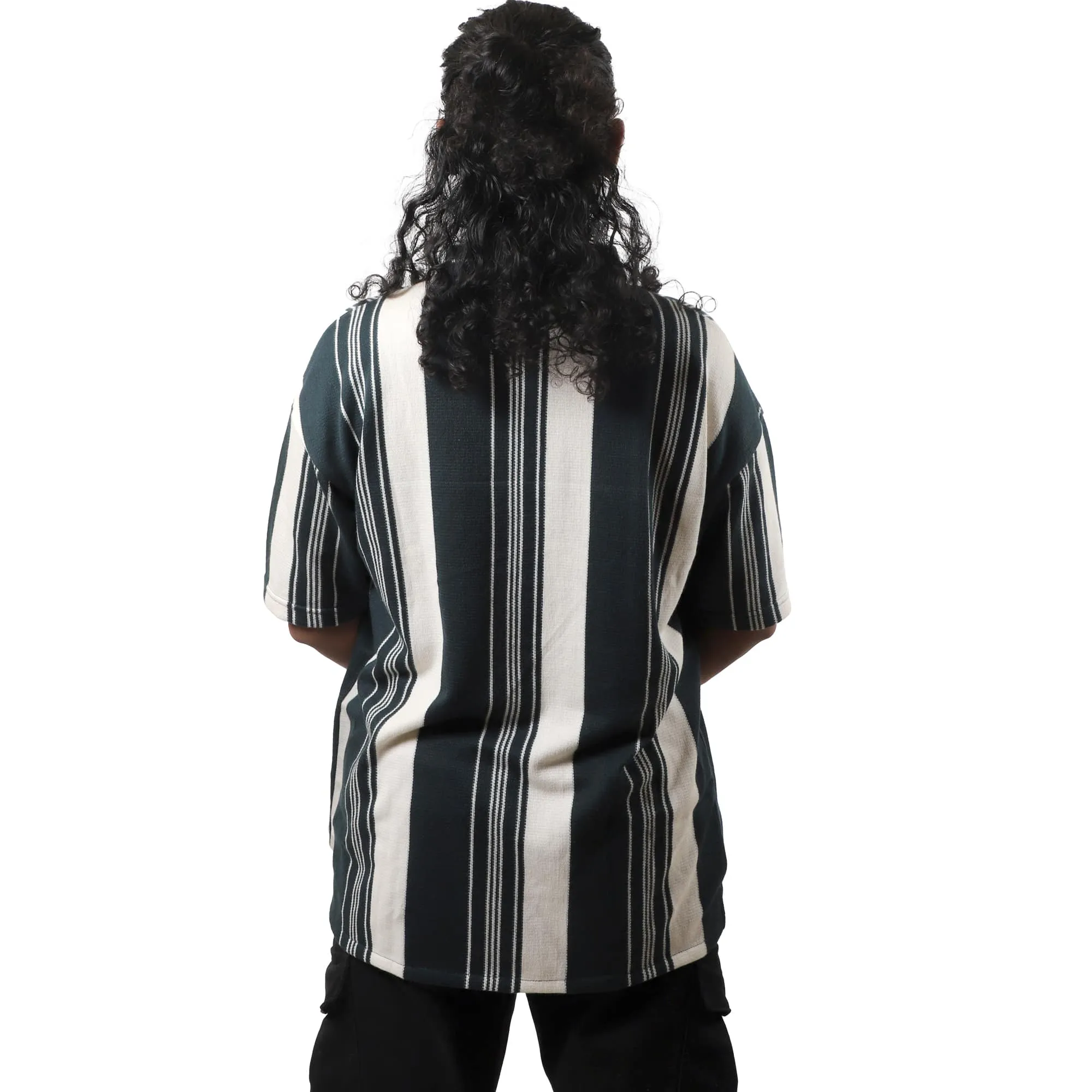 Dark Green Urban Stripe Knit Shirt