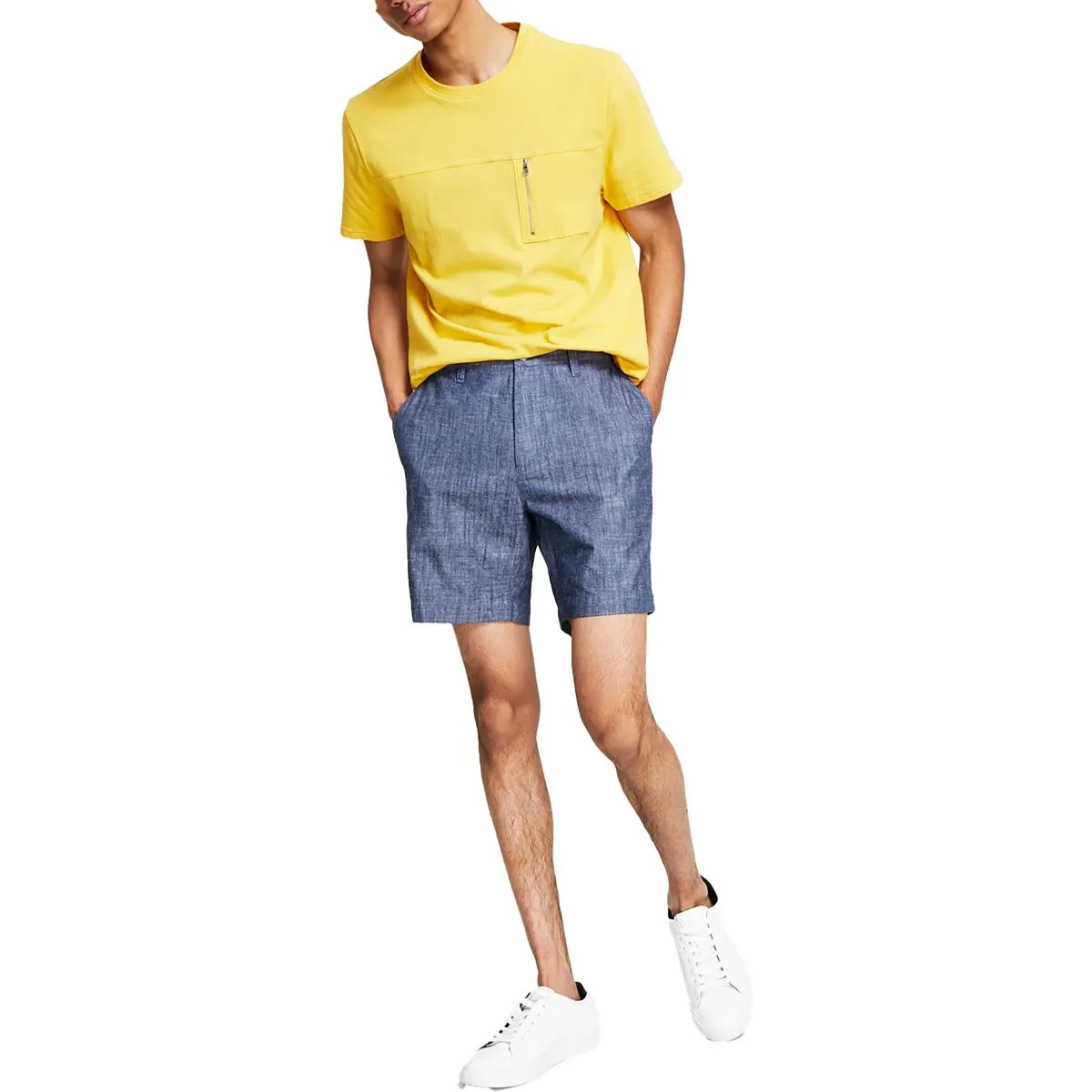 INC Mens Chambray 7" Inseam Flat Front