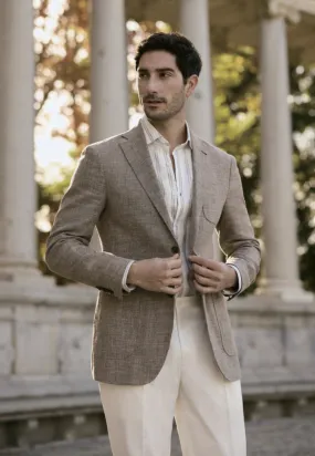 Italian Taupe Linen - Cotton Jacket Plus White Trousers