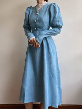 Lace Lamb Sleeve Midi Dress