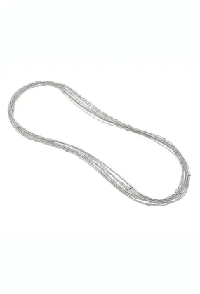 Long Silver Multi-Strand Piano Wire Necklace