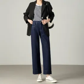 New four-sided elastic and narrow version straight-leg jeans women's high waist versatile comfortable fashion casual wind pipe trousers