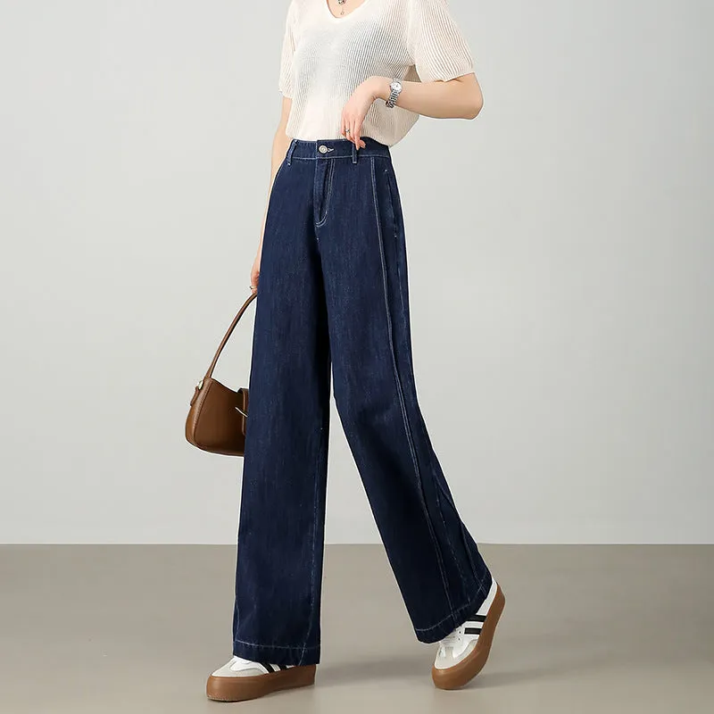 New loose curved cocoon jeans women's big brand design sense dark high waist comfortable wide leg banana pants