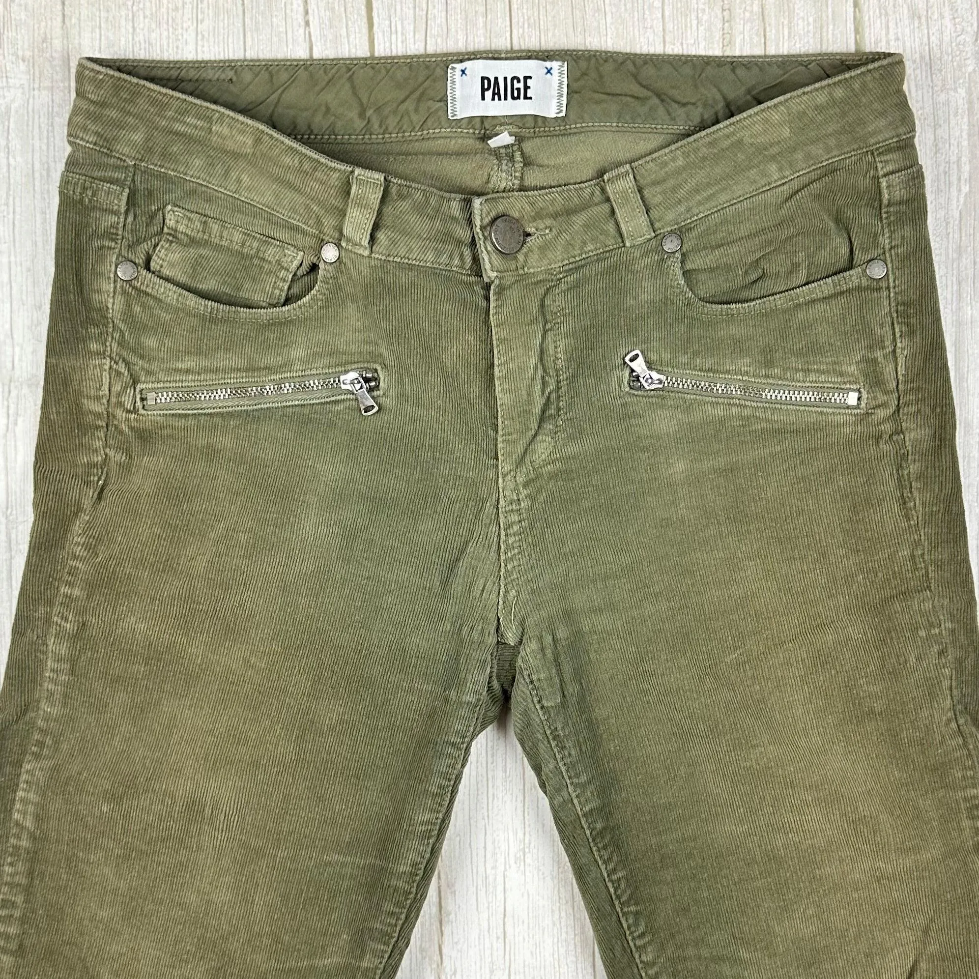 Paige 'Jane' Zip Feature Slim Fit Cord Jeans - Size 28"