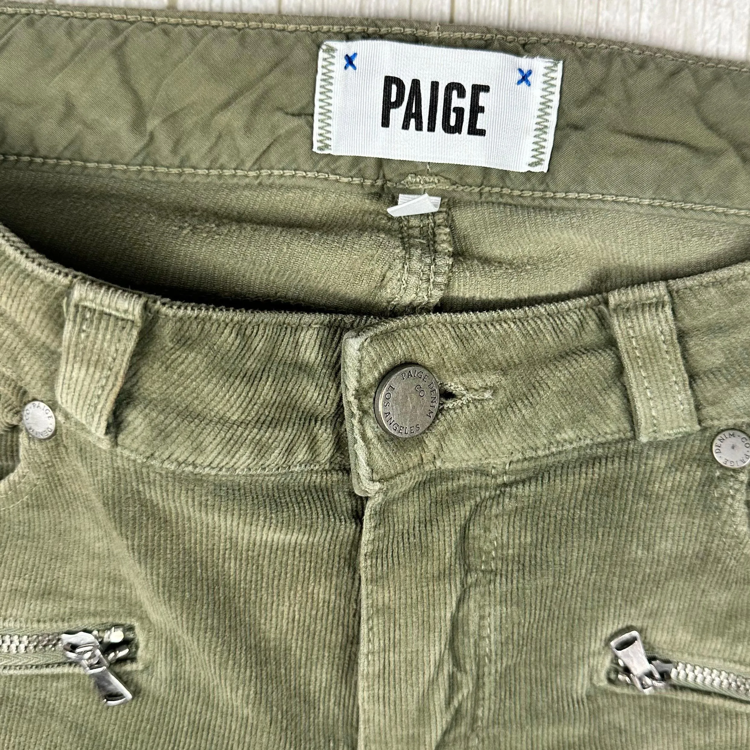 Paige 'Jane' Zip Feature Slim Fit Cord Jeans - Size 28"