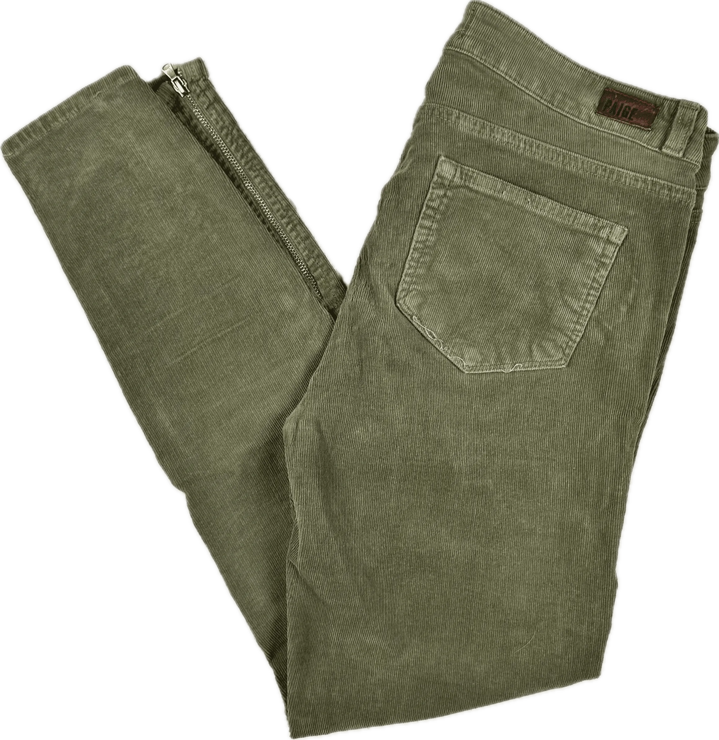 Paige 'Jane' Zip Feature Slim Fit Cord Jeans - Size 28"