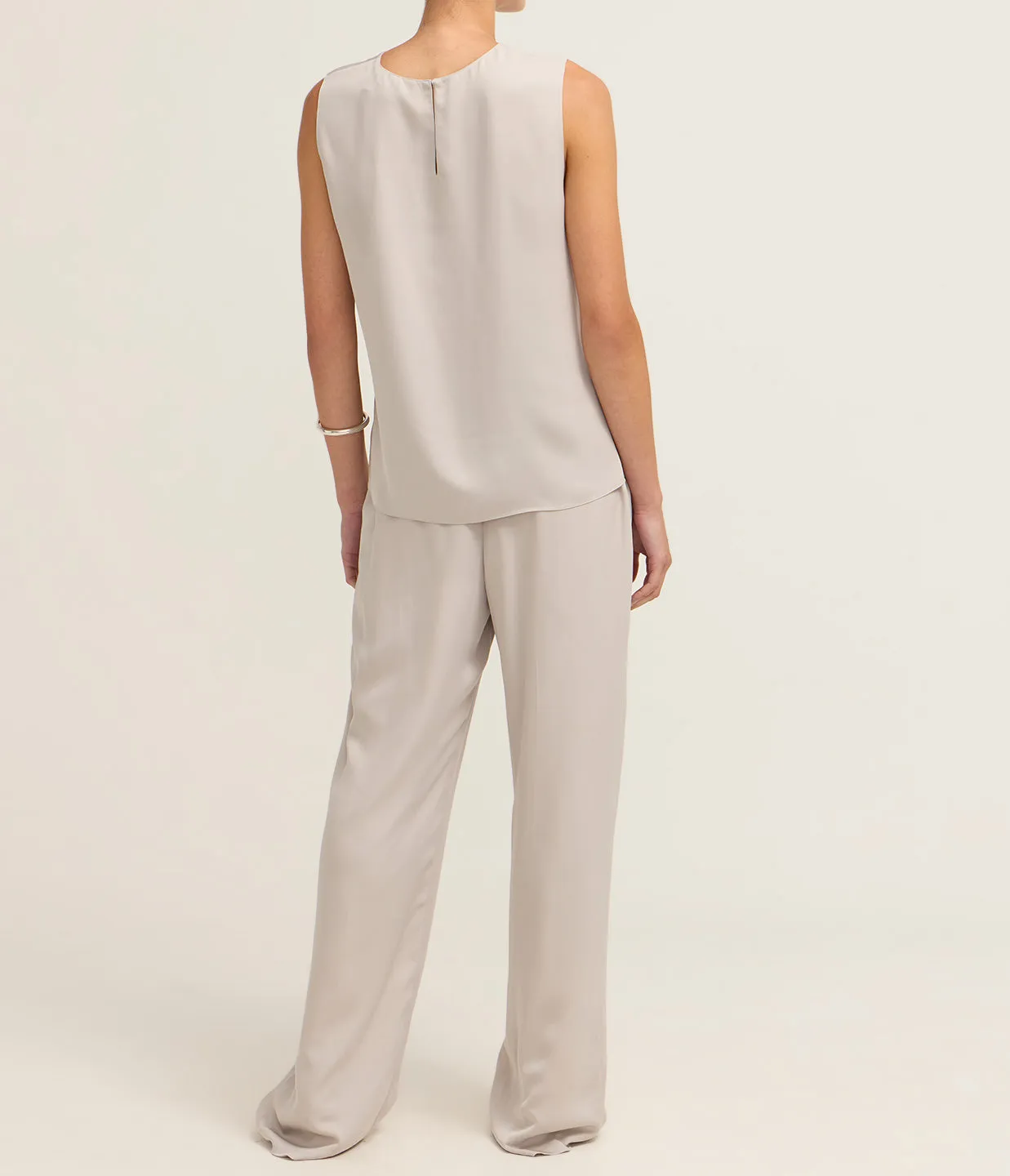 Wide Leg Pull on Pant in Platinum